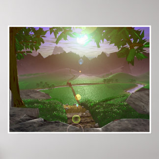 Poster Lever de soleil sur les montagnes-routes #3