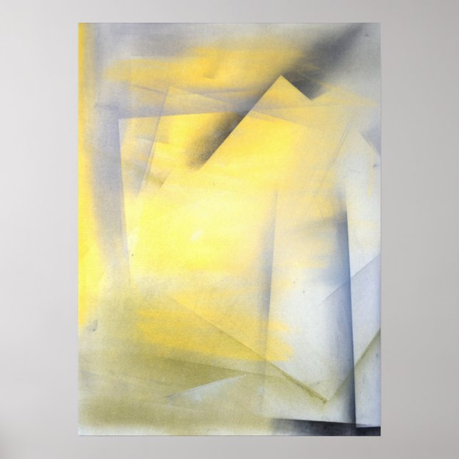 Poster 'Lever la barre' Gris et Jaune Art Abstrait Print (Devant)
