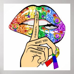 Poster Lèvres arc-en-ciel LGBT