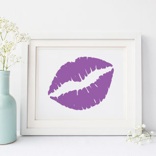 Poster Lèvres au rouge à lèvres violet pâle
