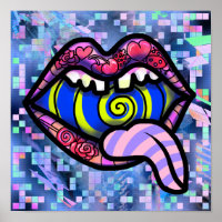 Lèvres roses hurlant Bouche Spirale Pop Art Imprim