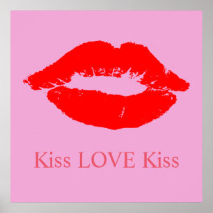 Poster Lèvres rouges avec Kiss Love Kiss Couleur personna