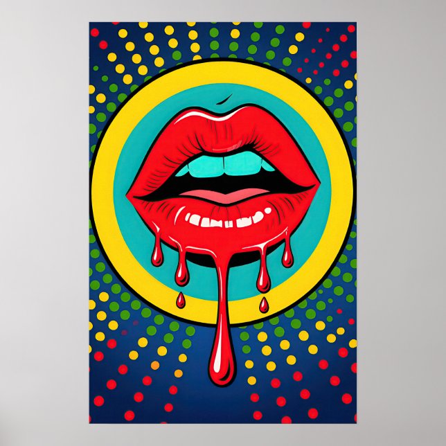 Poster Lèvres Rouges Pop Art (Devant)