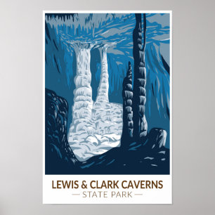 Poster Lewis and Clark Caverns State Park Montana Vintage