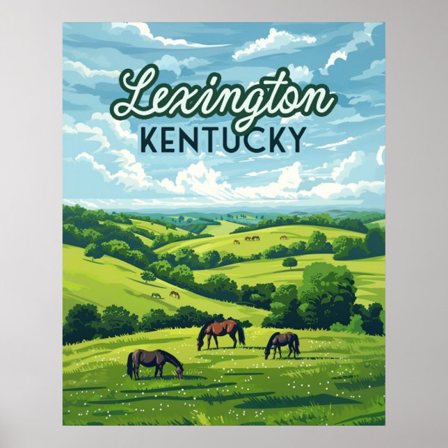 Poster Lexington Kentucky Horloges Bluegrass Fermes Vinta (Devant)