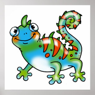 Poster Lézard drôle et coloré