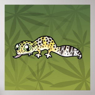 Poster Lézard gecko léopard de dessin animé