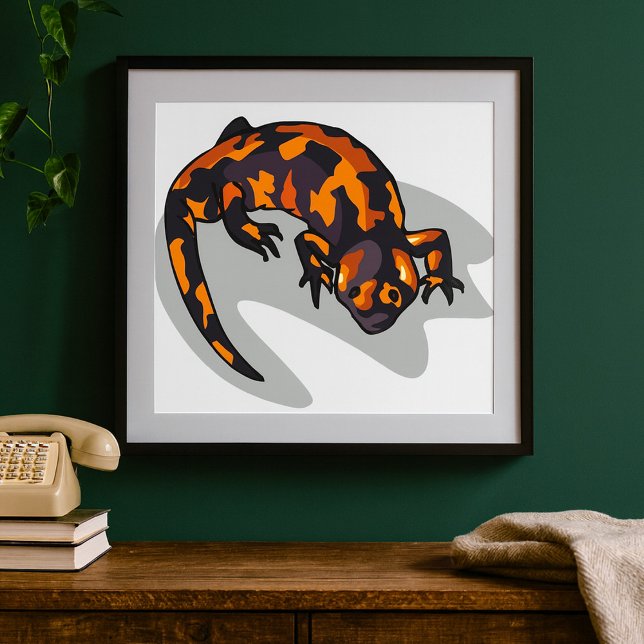 Poster Lézard Orange Et Noir (Créateur téléchargé)
