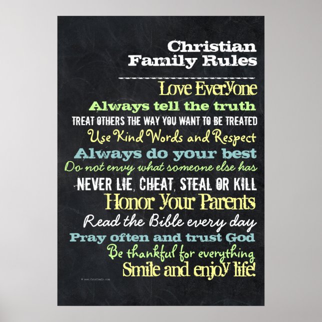 Poster Lg Règles de la famille chrétienne personnalisée P (Devant)