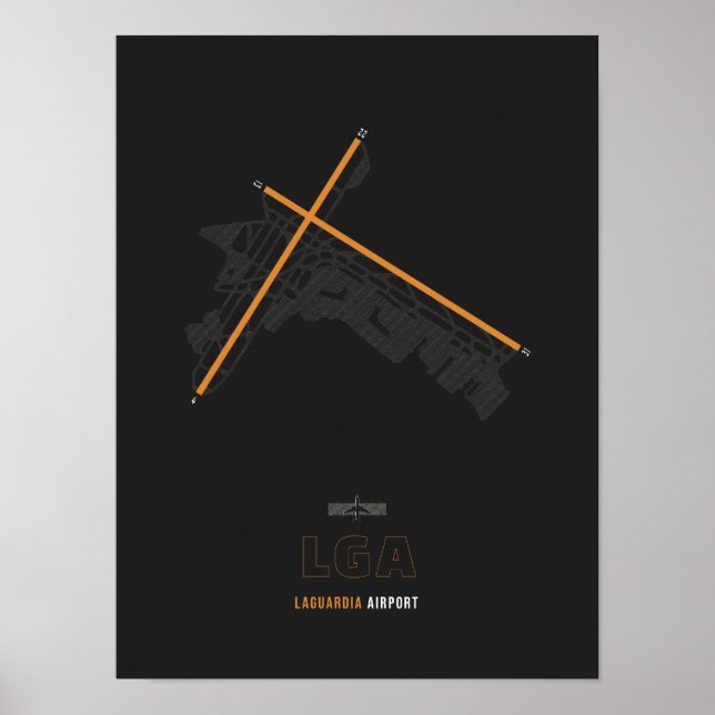 Poster LGA - LaGuardia Airport Runway Diagram Art (Devant)