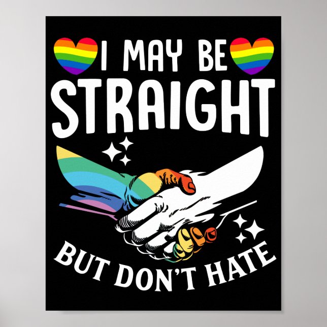 Poster LGBT Lesbian Gay Trans Je Peux Être Droit Mais Ne  (Devant)