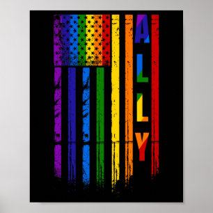 Poster Lgbt Lgbtq Rainbow Pride drapeau américain 4 juill