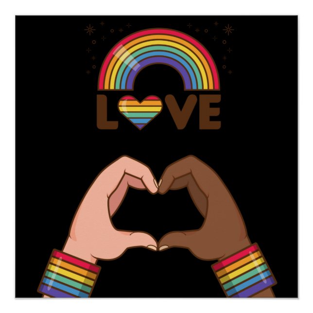 Poster LGBT+Pride. Aimez l'arc-en-ciel. Cœur. (Devant)