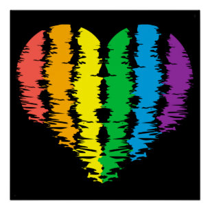 Poster LGBT+pride. Arc-en-ciel du coeur.