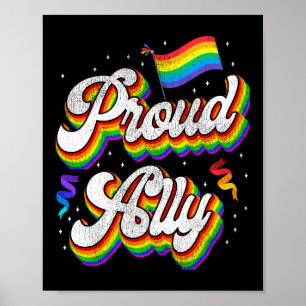 Poster LGBT Pride Fiers Ally Rainbow drapeau Retro Vintag