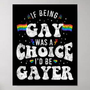Poster LGBT Pride Je serais Gayer Rainbow Flag Retro Vint