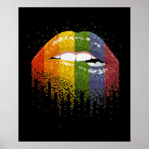 Poster LGBT Rainbow Lips Pride - gay, homosexuel, lesbien