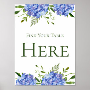 Poster LGBTQ Blue Hydrangeas Floral Trouvez Votre Table