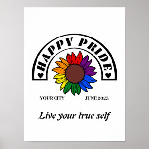 Poster LGBTQ Happy Pride : Tournesol aux couleurs arc-en-
