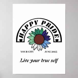 Poster LGBTQ Happy Pride : Tournesol en couleur Drapeau H