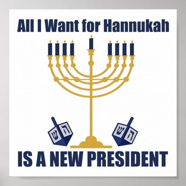 Poster L'Hanoukka politique juive anti-Trump drôle (Devant)