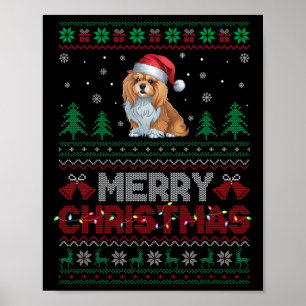 Poster Lhasa Apso Amoureux de les chiens Santa Hat Christ