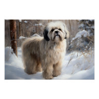 Lhasa Apso Laissez Tomber la Neige Noël