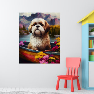 Poster Lhasa Apso sur une pagaie : Une aventure pittoresq