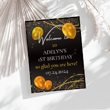 "L'heure du premier anniversaire du bébé noir et o