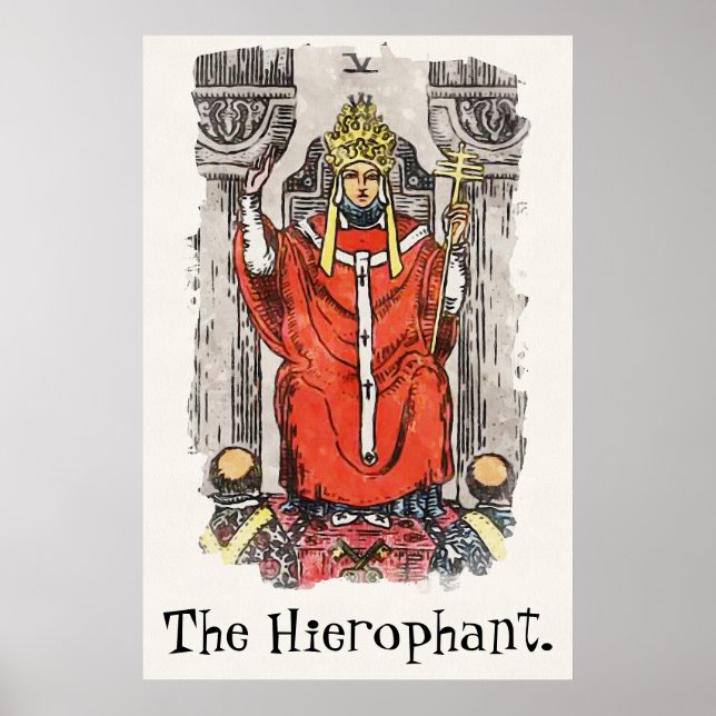 Poster L'Hierophant Majeure Arcana Tarot Carte Peinture (Devant)