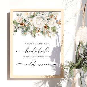 Poster L'hiver aide la mariée occupée à s'adresser à une 