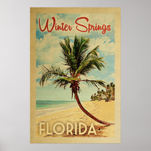 Poster L'hiver jaillit Vintage voyage de palmier