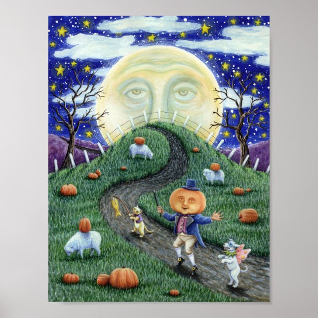 POSTER L'HOMME CITROUILLE RENCONTRE L'HOMME DANS LA LUNE, (Devant)