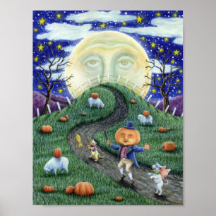 POSTER L'HOMME CITROUILLE RENCONTRE L'HOMME DANS LA LUNE,