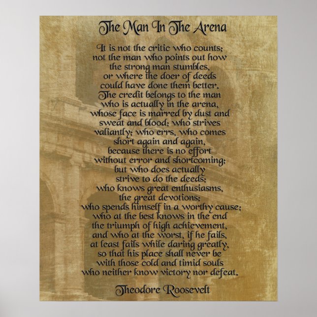 Poster "L'homme dans l'arène" Theodore Roosevelt (Devant)