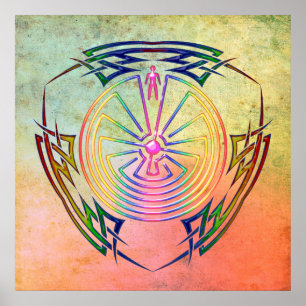 Poster L'homme dans le Maze - Tribal Tattoo coloré
