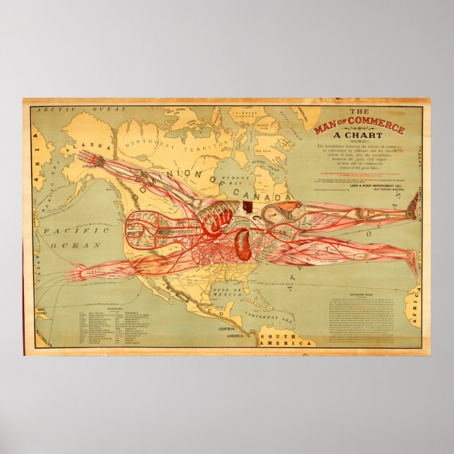 Poster L'homme du commerce Carte des États-Unis (1889) (Devant)