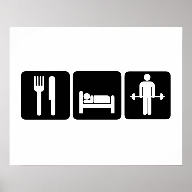 Poster L'homme mange des poids de levage du sommeil (Devant)