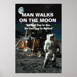 Poster L'homme marche sur l'astronaute de la Lune et la T
