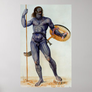 Poster L'homme Pictish tenant un bouclier