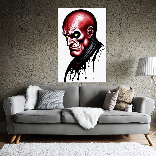 Poster L'homme rouge aux yeux jaunes | Art AI (Créateur téléchargé)