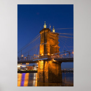 Poster L'horizon de Cincinnati, Ohio, États-Unis au crépu