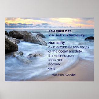 Poster L'Humanité est un océan - Citation du Mahatma Gand