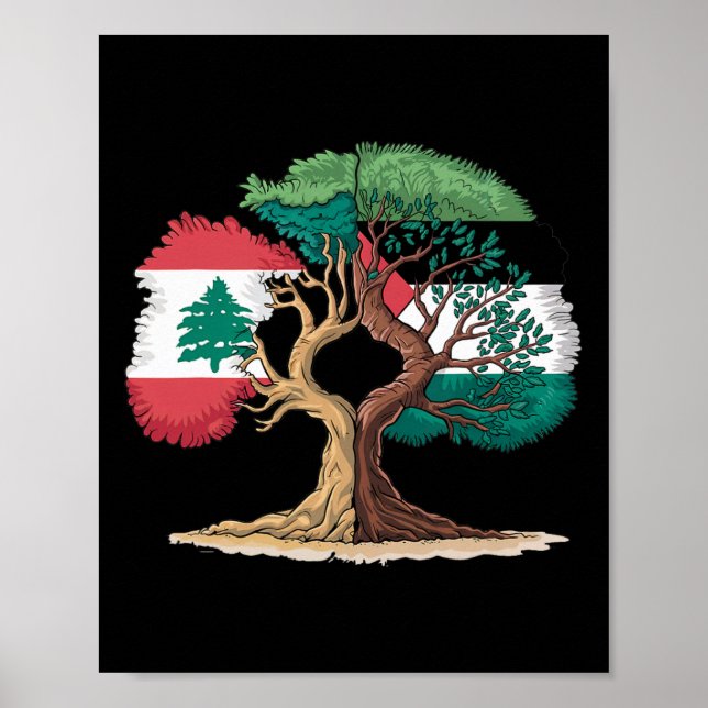 Poster Liban Palestine Drapeau libanais Palestinien (Devant)