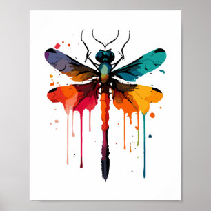 Poster libellule colorée