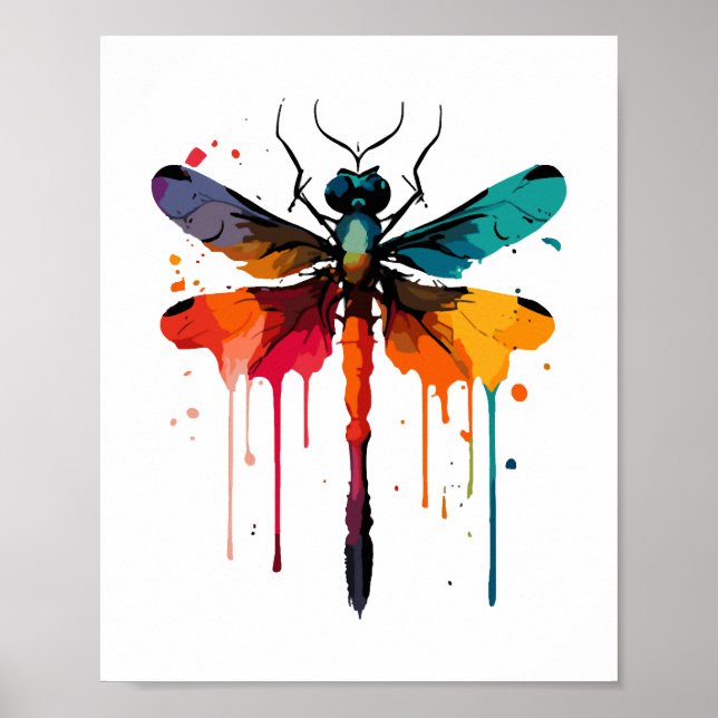 Poster libellule colorée (Devant)