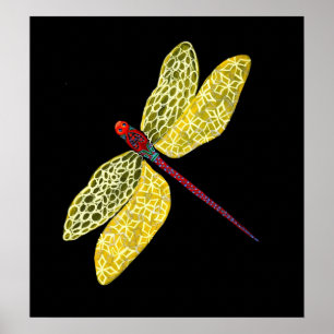 Poster Libellule d'or