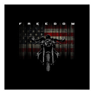 Poster Liberté de la moto drapeau américain