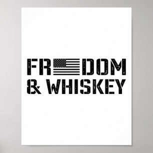 Poster Liberté et Whisky - Drapeau Usa du 4 Juillet Drôle