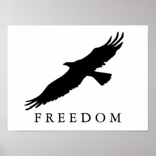 Poster Liberté Motivationnelle Aigle Landing Black White 